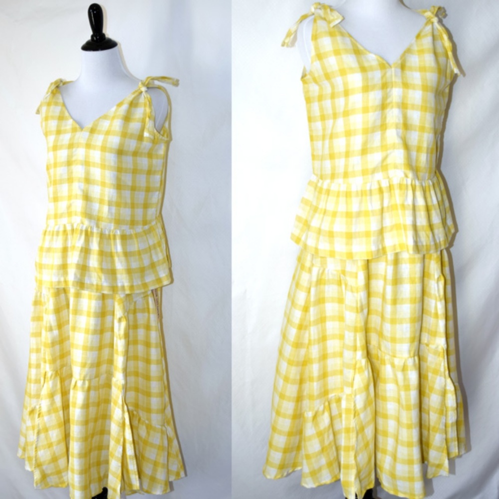 NWT 4our Dreamers Gingham Midi Skirt Top Set
